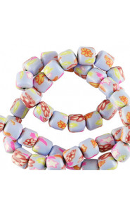 Polymer tube beads 6mm - Lila-multicolour